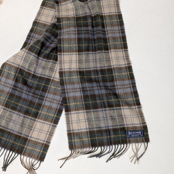 Vintage Highland Tweeds Lambswool Scarf Rectangular Fringe Plaid Tartan - Picture 6 of 10